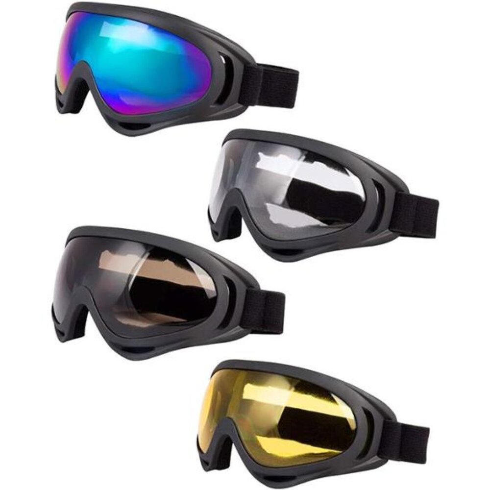 Ski Goggles Pack of 4 Snowboard Motorcycle Tactical Combat Sports Glasses